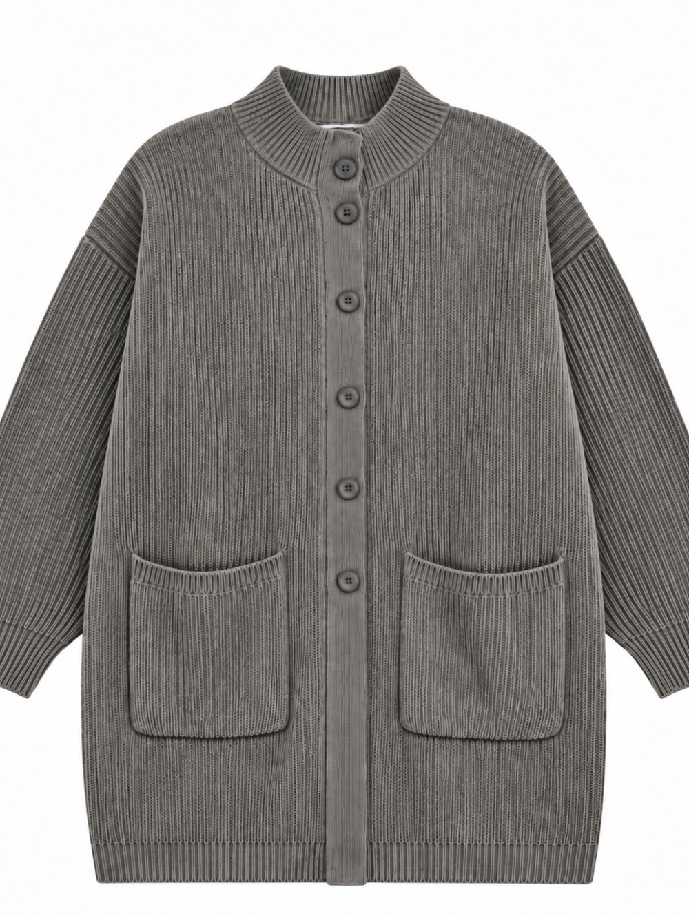 Smash + Tess Gray Ribbed Button Cardigan